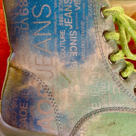 VERSACE Jeans Couture KIDS Colorful LOGO Print ANKLE BOOTS Size 10 - Picture 10 of 16